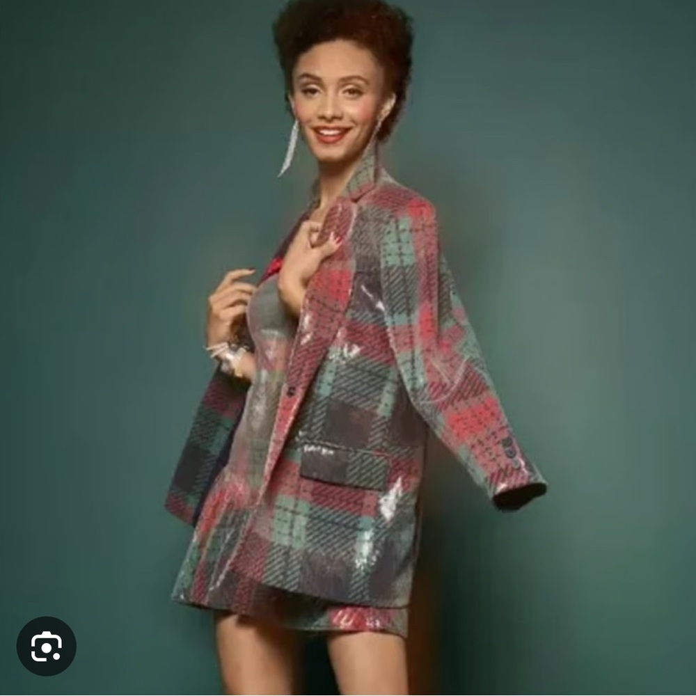 Johnny Wujek Plaid Sequin Blazer Jacket NWOT 1xl